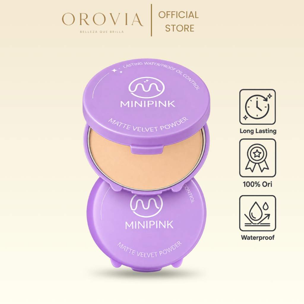 Compact Powder Bedak Matte Velvet Loose Foundation Padat Make Over Wajah Makeup MP037