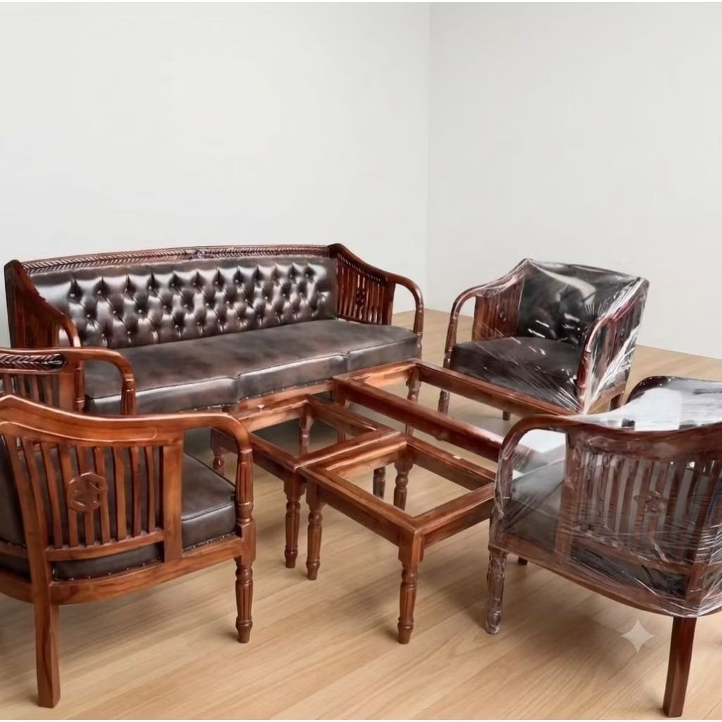 SOFA KAYU SHERATON PREMIUM 3111+ MEJA  / Kursi Kayu 3111 + Meja / Sofa Tamu Kayu Jati