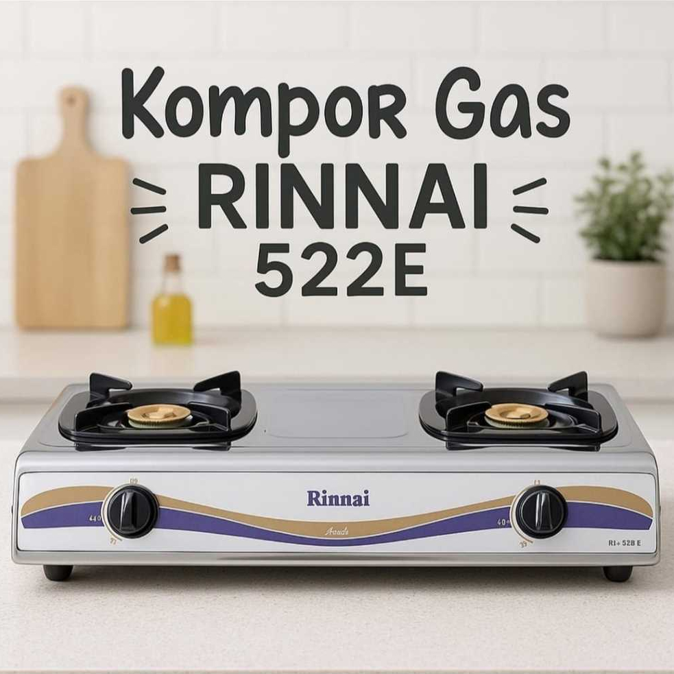 Rinnai RI-522e Kompor Gas 2 Tungku 522 e rinai ri522e stainless/KOMPOR RINNAI/KOMPOR GAS 2 TUNGKU