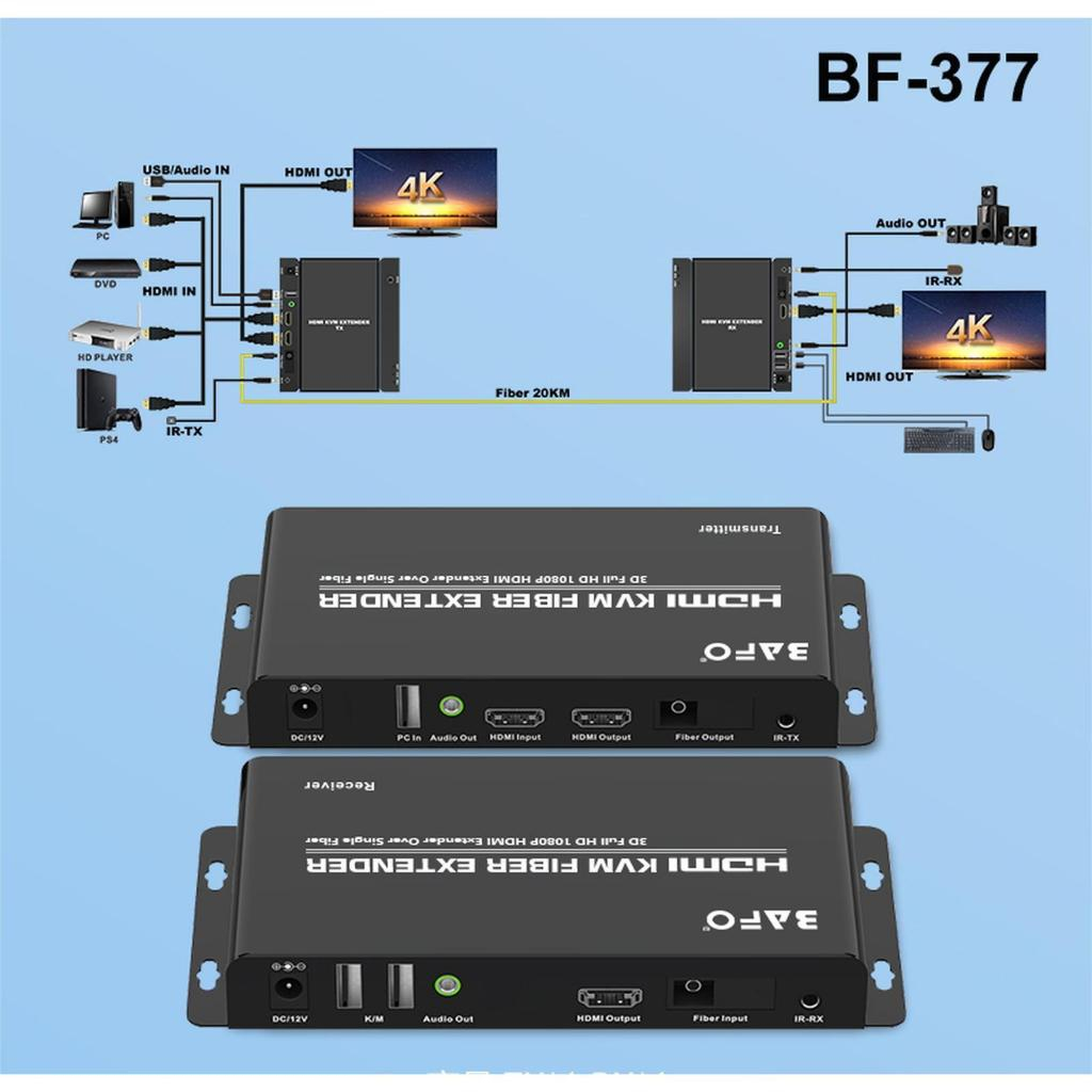 KVM HDMI Extender over Fiber Optic (support 20km) BAFO BF-377