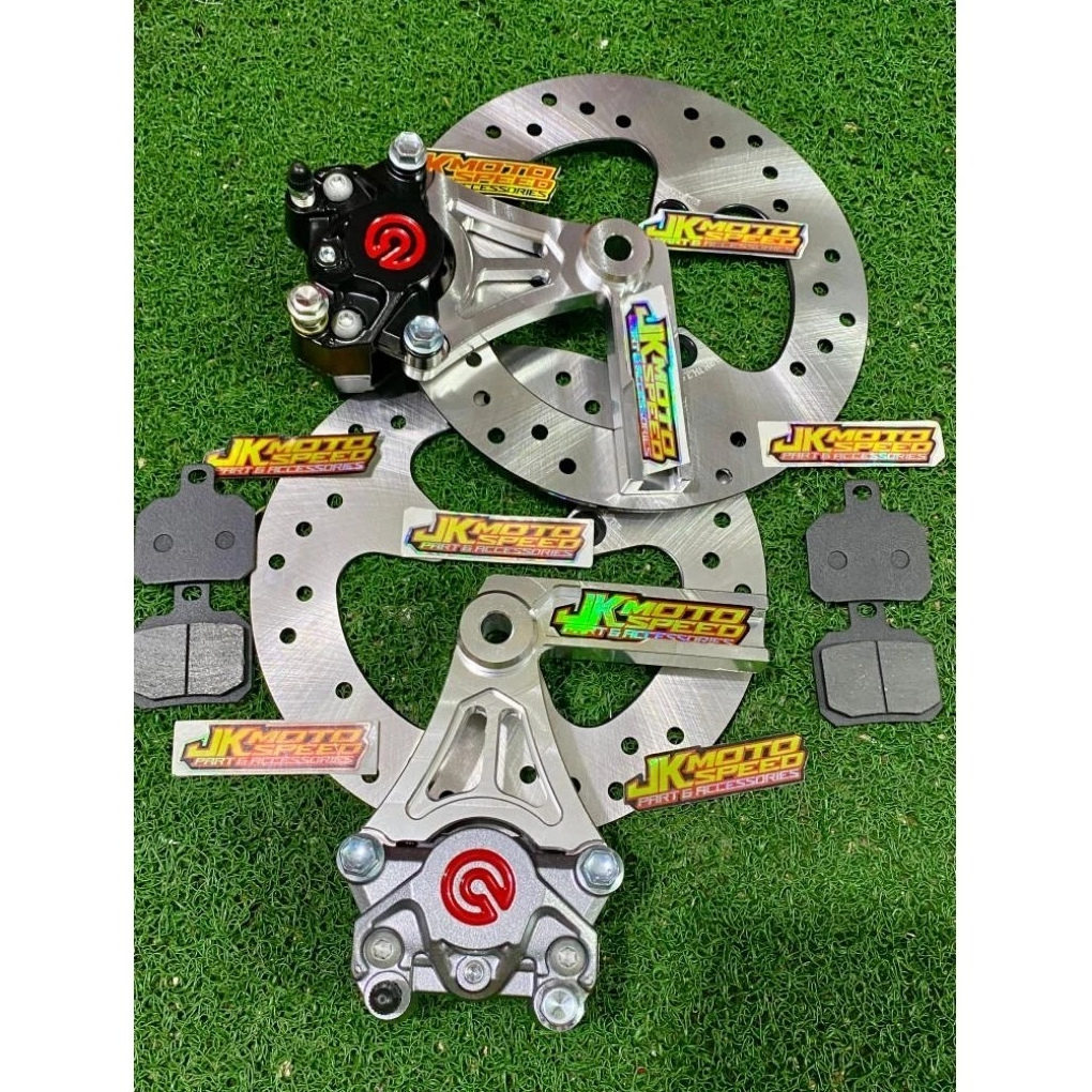 TERMURAH  SATRIA F FU FI pnp 100 % KALIPER SET BREKET + DISC PREMIUM CNC 2 PISTON BIG LOGO 2p BELAKA