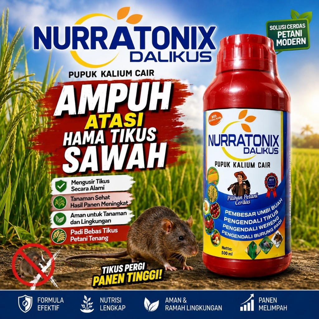 NURRATONIX DALIKUS 500ML Obat Pengendali Hama Tikus Sawah Padi | Pengusir Tikus Tanaman Padi | Pupuk