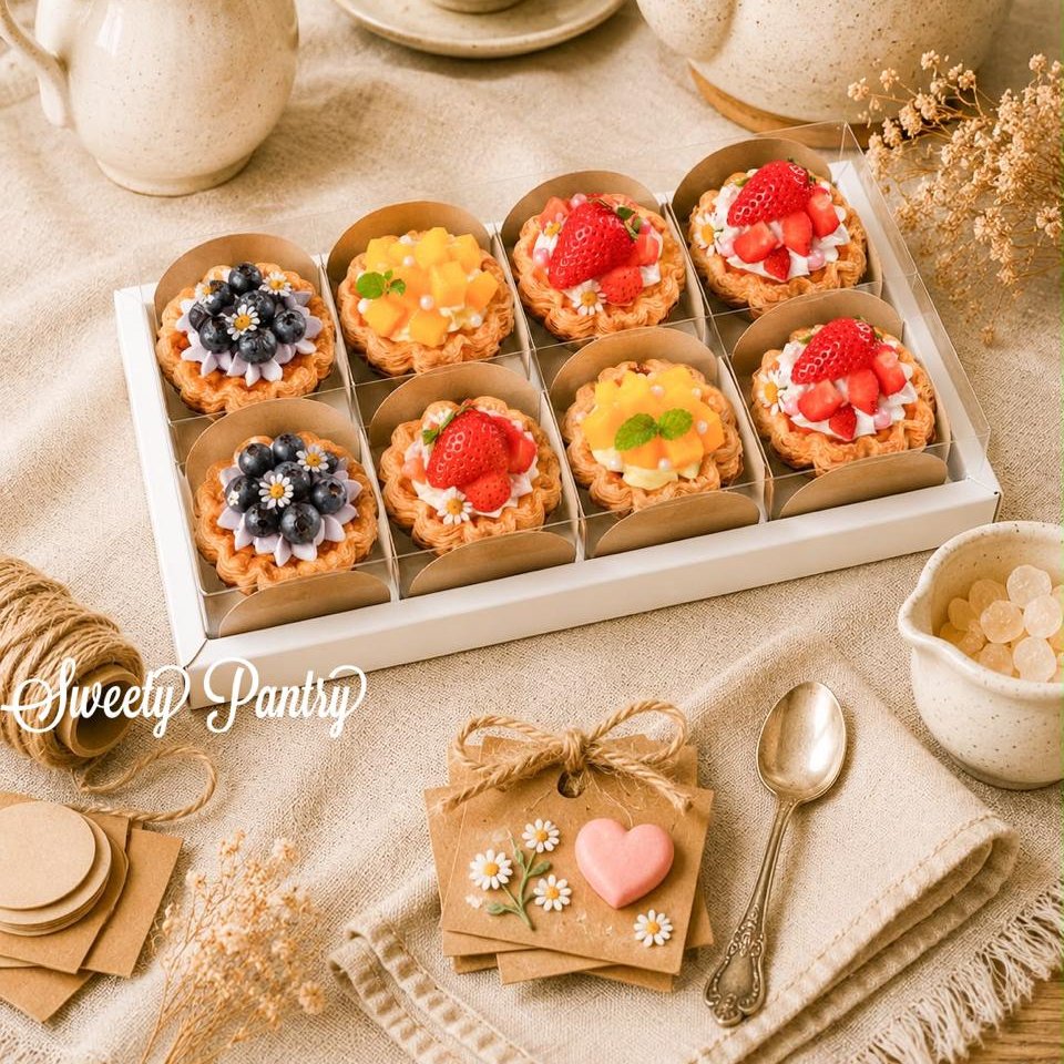 5PCS - WB PIE8 WHITE - dus cake box packaging Kotak hampers Pie buah isi 8