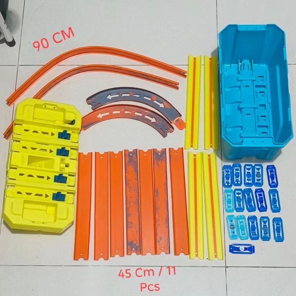 ORIGINAL HOT WHEELS TRACK BUILDER MULTI LANE SPEED BOX + EXTRA 2Pcs 90cm (BEKAS)