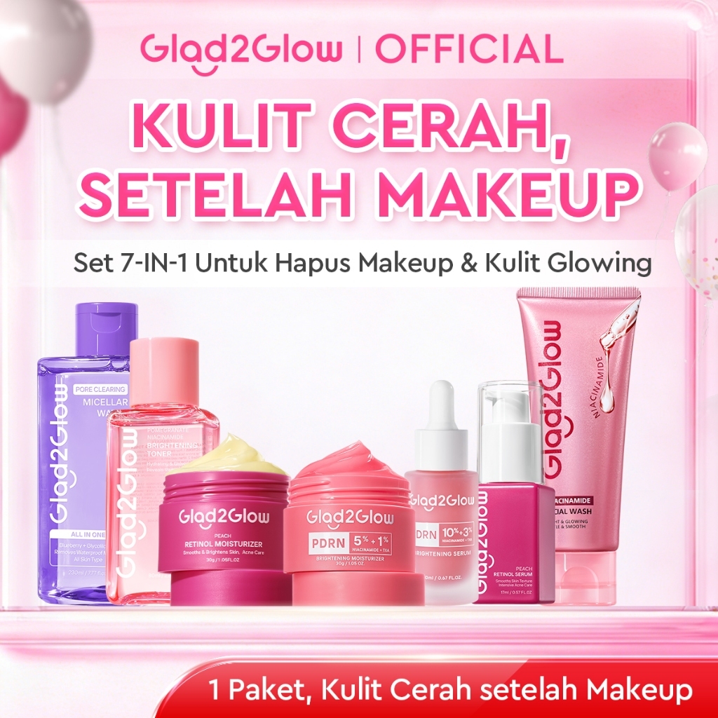 [ Cocok Untuk Setelah Makeup 7in1 ]Glad2Glow Glow/Eksfoliasi/Vita C Make Up Remove Bundle Moisturize