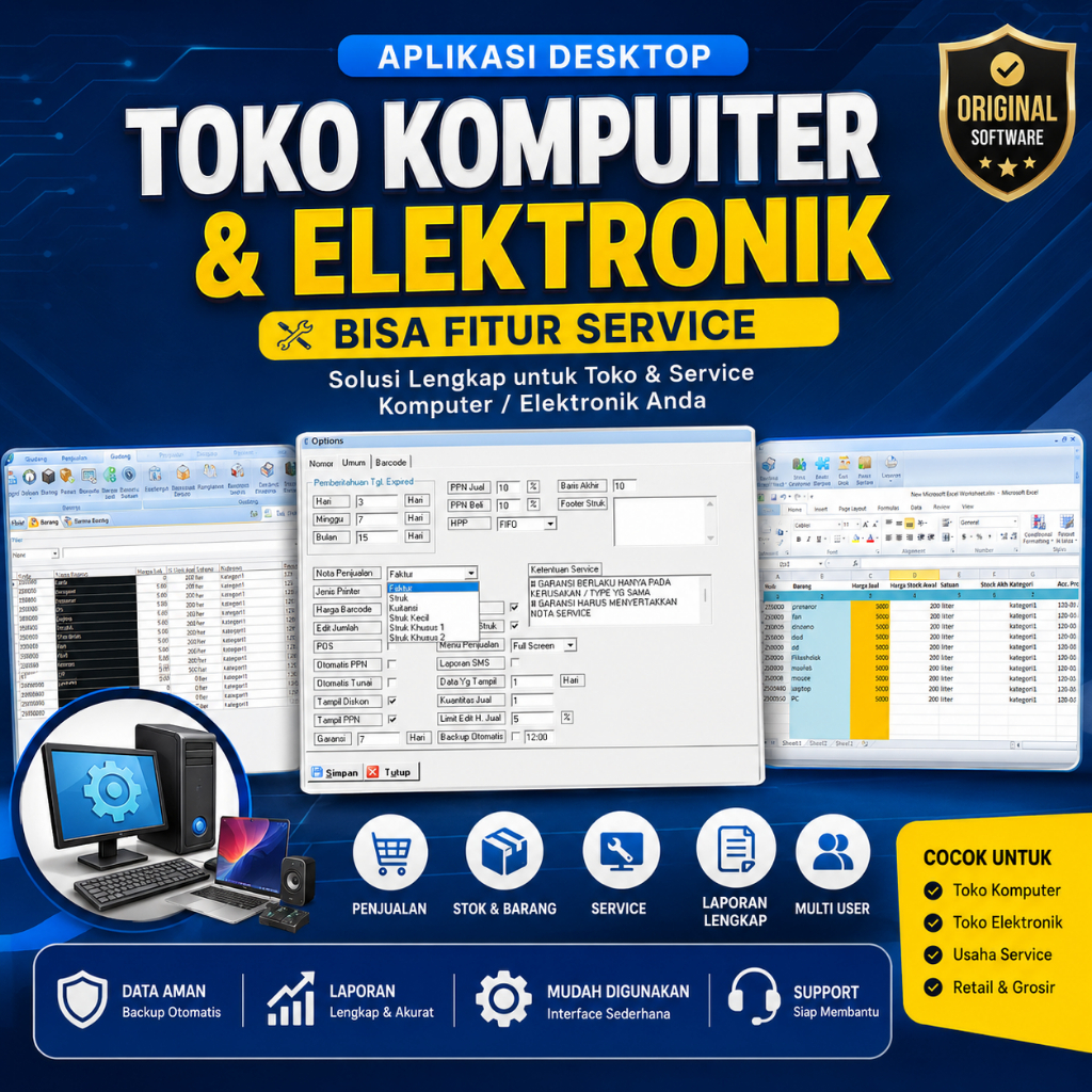 Software APLIKASI TOKO KOMPUTER / TOKO ELEKTRONIK (BISA FITUR SERVICE)