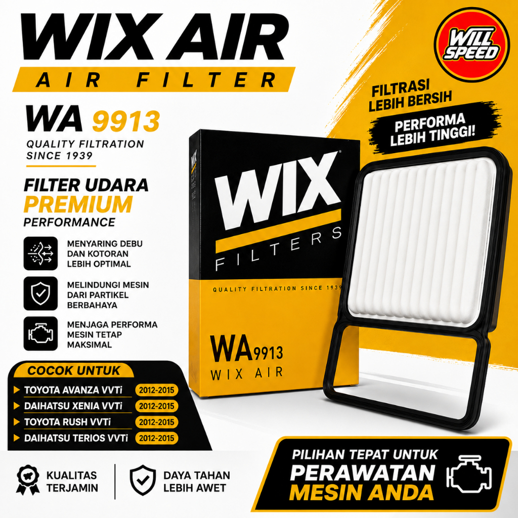 AIR FILTER FILTER UDARA WIX WA9913 AVANZA XENIA VVTI AVANZA 2006-2016 RUSH TERIOS 2006-2016 ORIGINAL