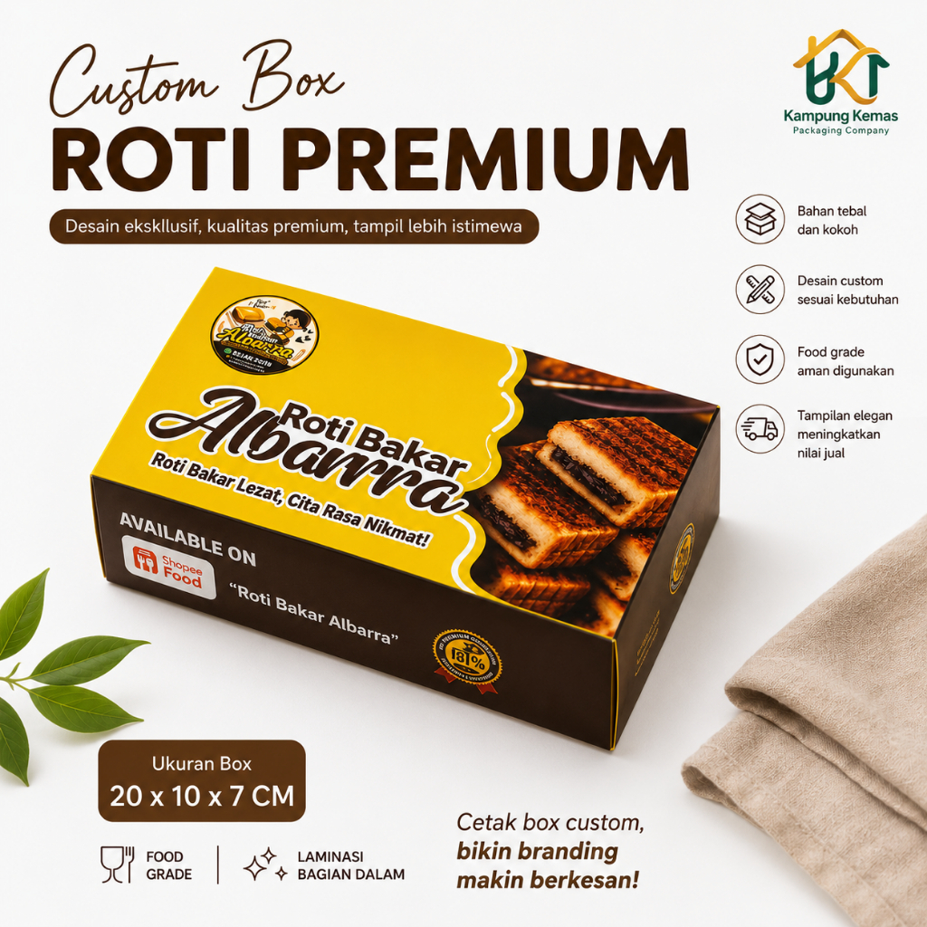 BOX ROTI BAKAR/ BOX ROTI BAKAR PREMIUM / KEMASAN ROTI BAKAR / BOX CUSTOM/ FULL COLOR