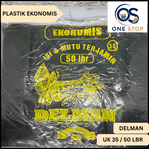 Delman Kantong Plastik Kresek Besar Ekonomis Uk. 35 Hitam isi 50 lbr Warung Toko Kualitas LOCO