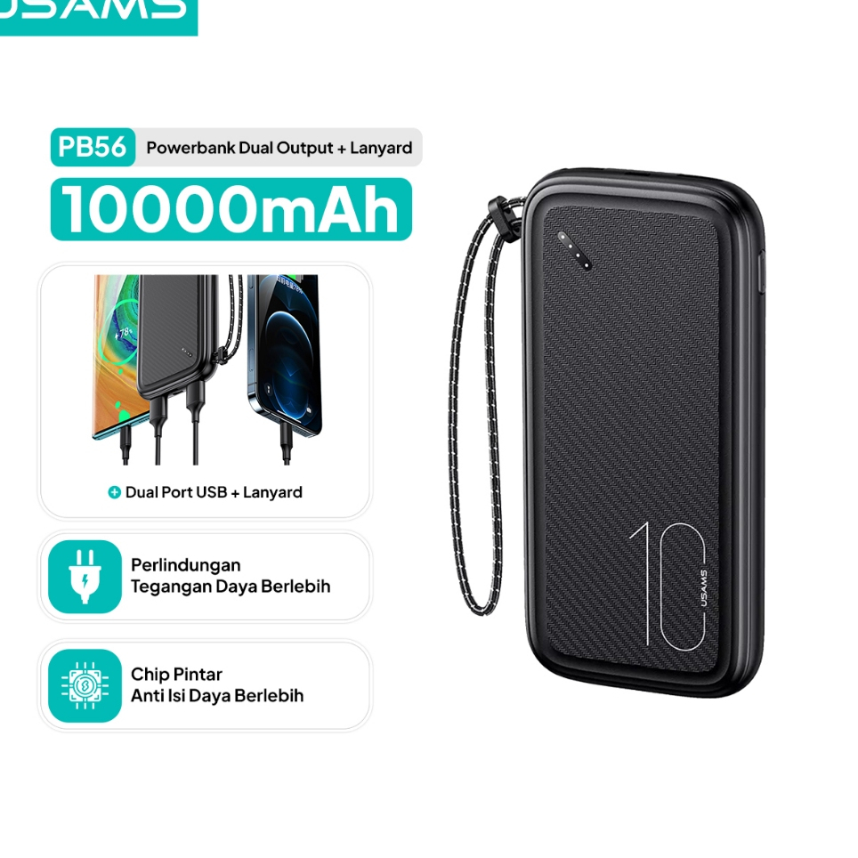 USAMS PB56 Power Bank Lanyard 10000mAh Dual USB