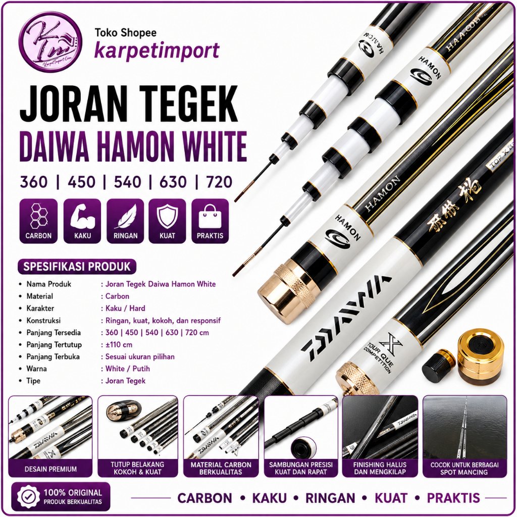 Joran Tegek Daiwa Hamon Putih X wHITE Asli Import / Joran Tegek Daiwa