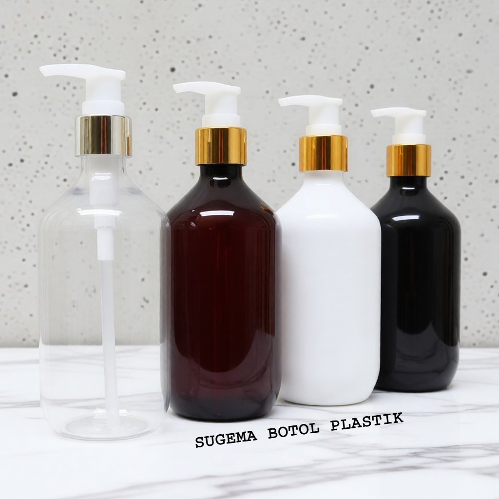 Botol 300ml Botol Tutup Pump 300ml Lotion Gold Dan Silver / Botol Pump 300ml Pet