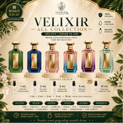 [TANPA CAMPURAN] Decant Share Tester Parfum VELIXIR [ALL VARIAN] 1-10 mL Selene, Icarus, Galatea, At