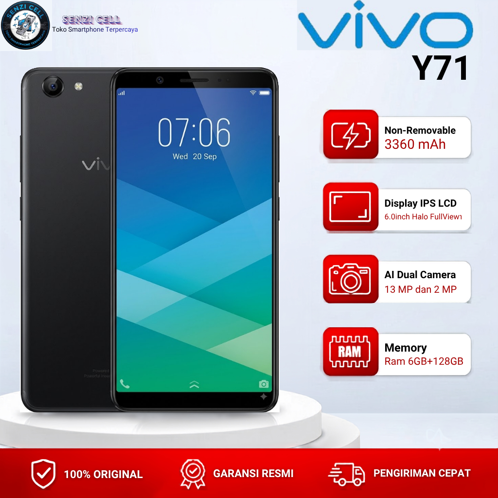 HP VIVO Y71 RAM 6/128 6 INCH DUAL SIM ANDROID Second BERGARANSI SIAP PAKAI