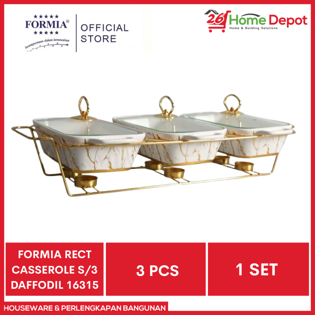 FORMIA RECTANGULAR CASSEROLE SET OF 3 DAFFODIL 16315 - WADAH SAJI PRASMANAN KERAMIK EXCLUSIVE