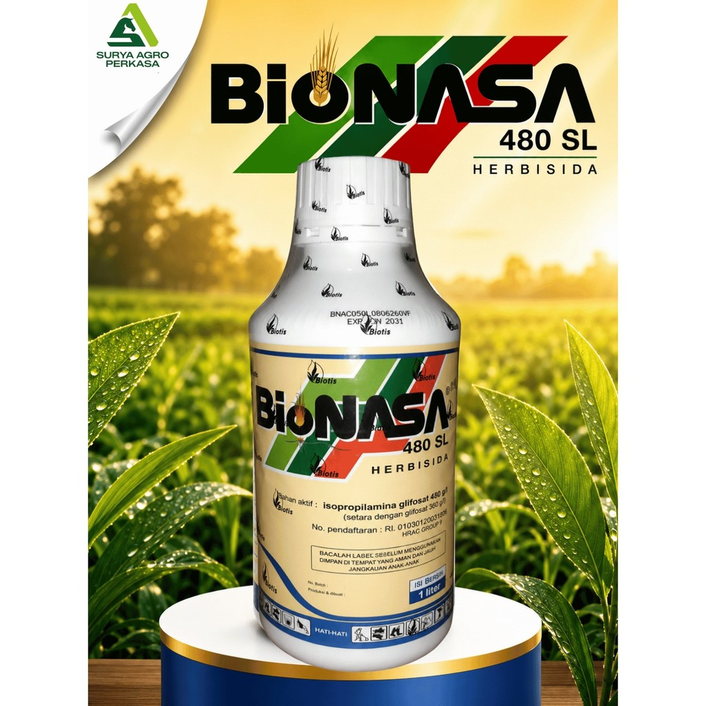 Herbisida Bionasa 480 SL 1 Liter - Obat Pembasmi Rumput Liar & Gulma Sistemik Sampai Akar