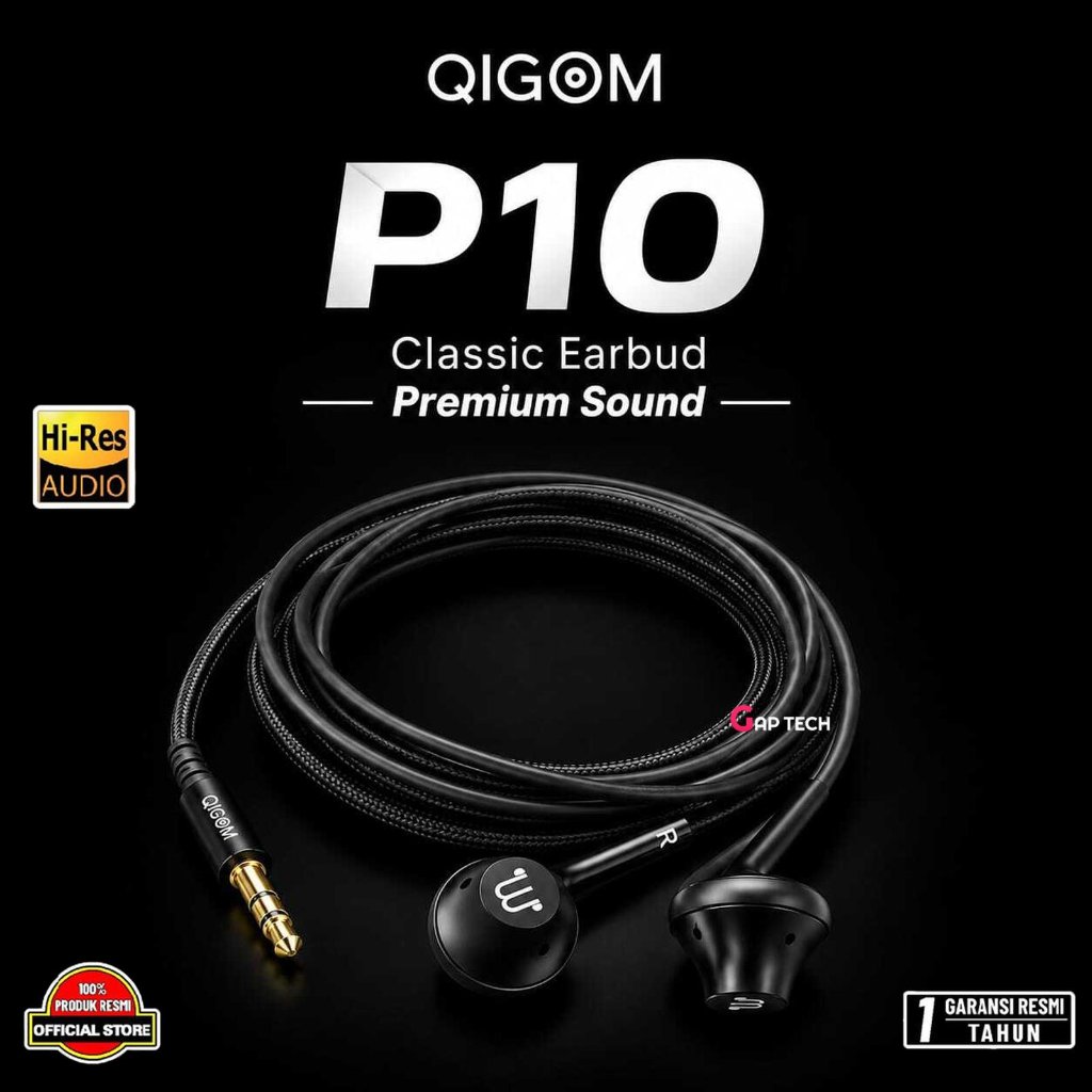 QIGOM P10 HIFI Earphones Flathead, 15.4MM 32ohm 116dB, Large-size Driver Unit, Fit Ear-canal, Wired 