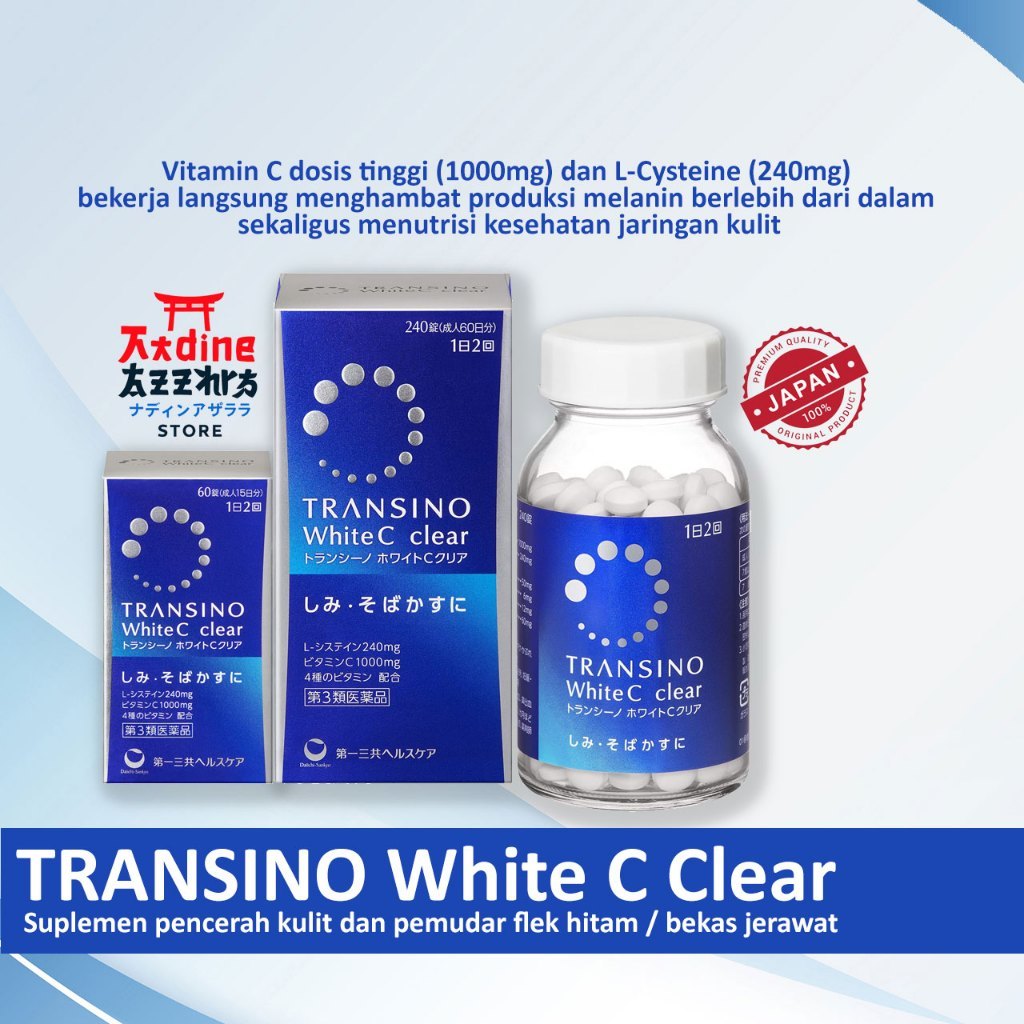TRANSINO White C Clear Premium Original Jepang Mencerahkan Menghilangkan Flek 250g