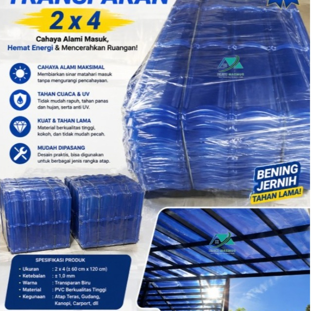 KHUSUS INSTAN Genteng Bening PVC 8 daun Genteng metal fiber transparan 2x4 minimalis