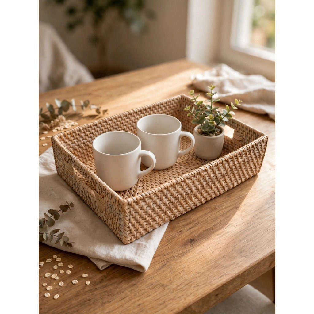kaluna nampan rotan kotak ukuran 30 cm