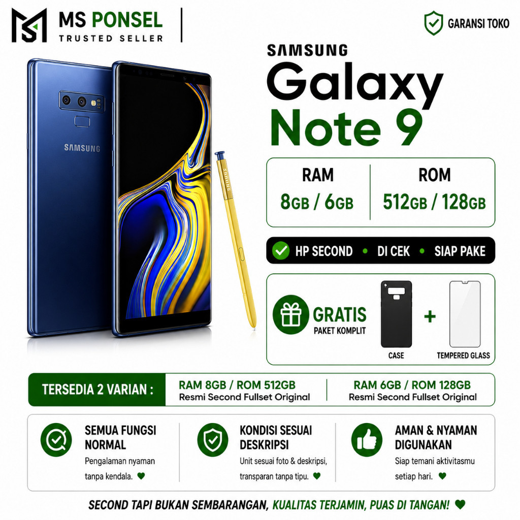 SEIN | Samsung Galaxy Note 9 8/512GB 6/128GB Resmi Second Fullset Original
