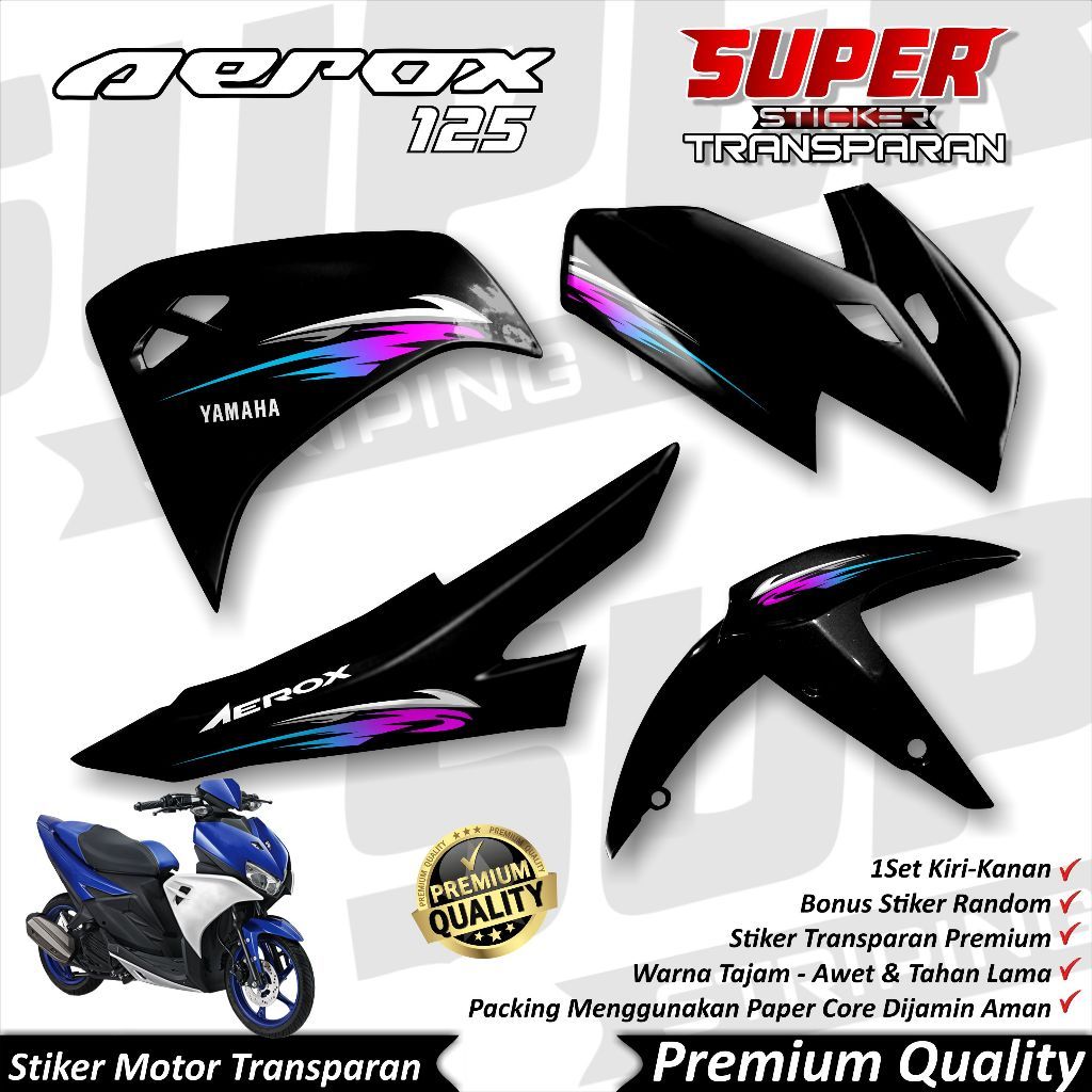 Stiker Aerox Transparan keren Striping Aerox 125 Stiker Transparan UV AeroxStriping Aerox 125 SPLASH