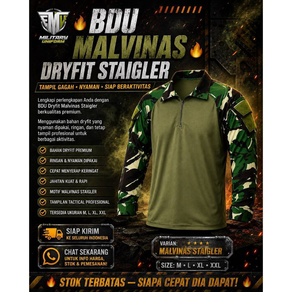 Kaos BDU Dryfit Malvinas Staigler Kaos BDU Habema Staigler BDU Staigler Loreng