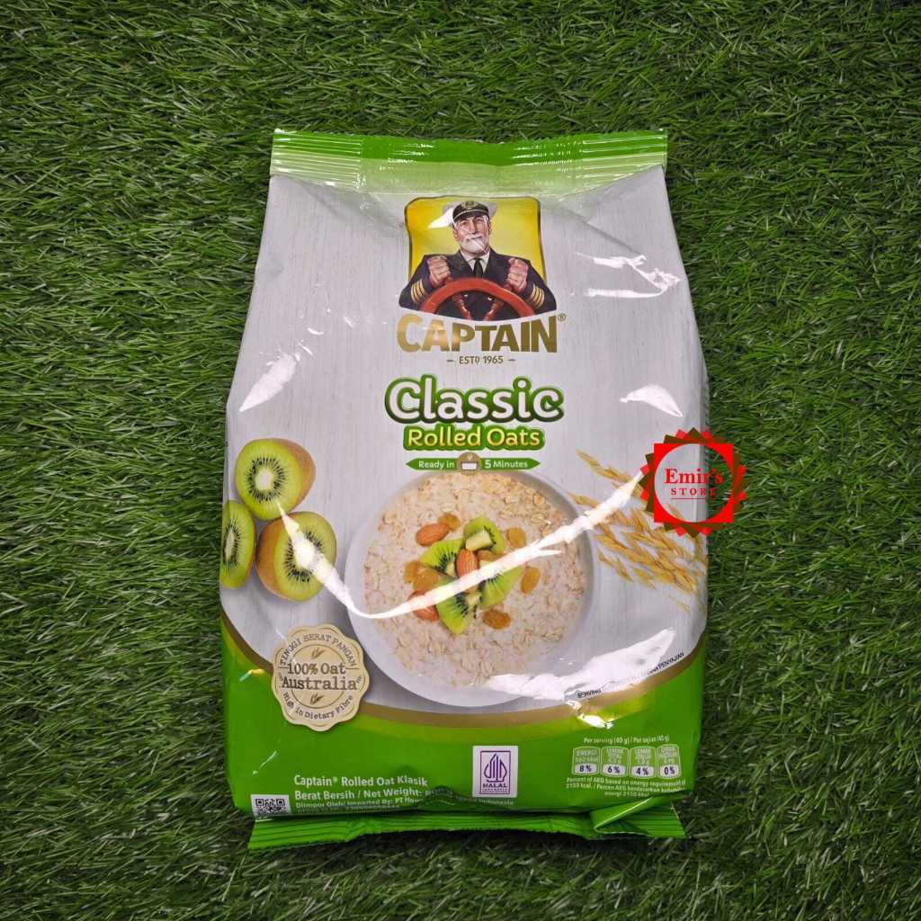 Captain Classic Rolled Oats | Captain Rolled Oats Premium | Makanan Oatmeal  | 100% Australia Oat | 
