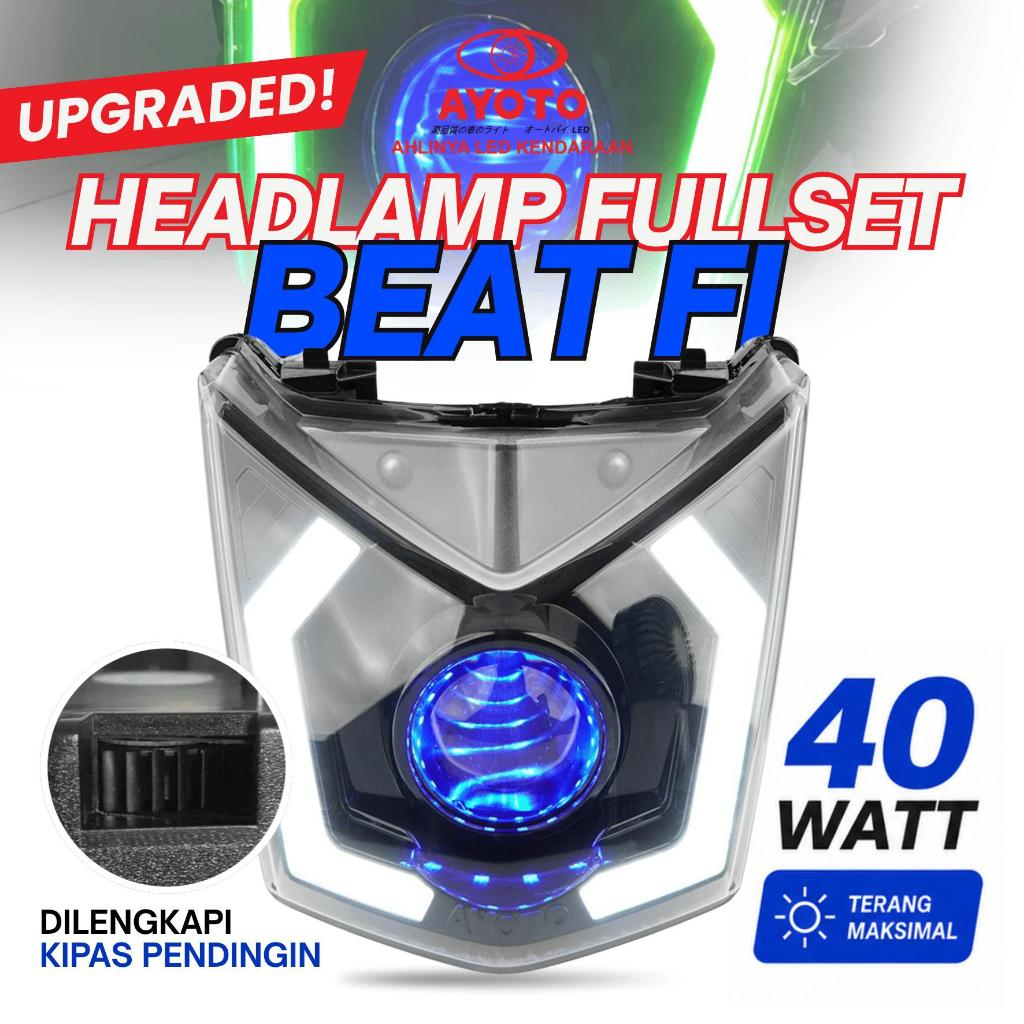 HEADLAMP FULLSET BEAT FI 2013-2016 AYOTO PROJIE WELCOME LIGHT SEIN STOPLAMP RUNNING RGB PLUG AND PLA