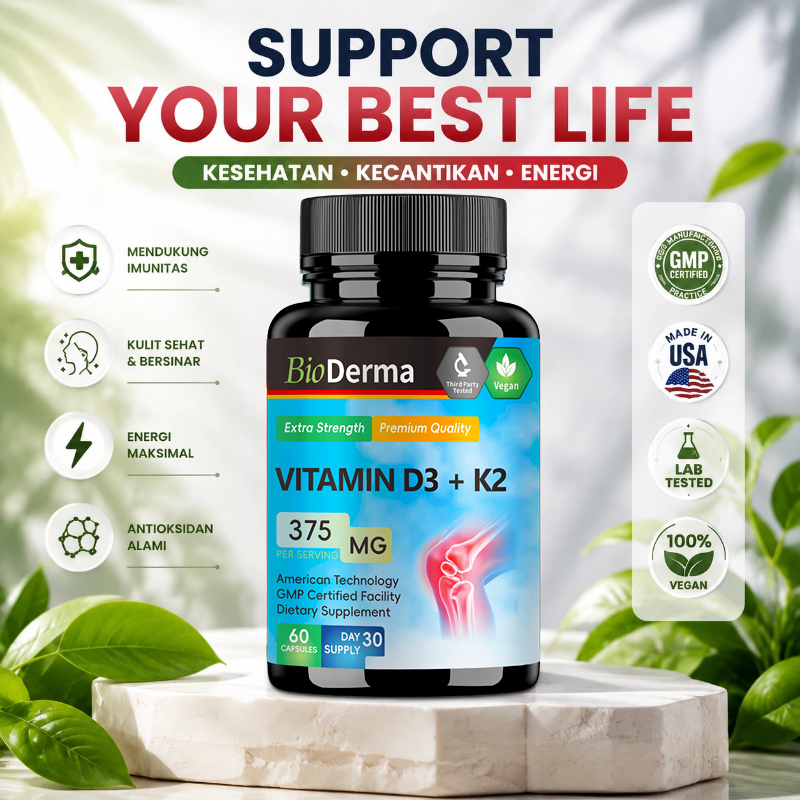 Bioderma Vitamin D3K2 5000IU Bantu Pembentukan Tulang Kuat Tingkatkan Keseimbangan Mineral