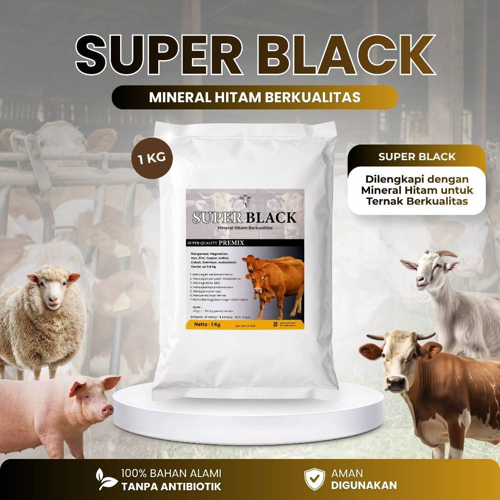 Mineral Hitam Ternak - Mineral Hitam Salpro Mix - Mineral Hitam 1 kg - Mikro Mineral Ternak