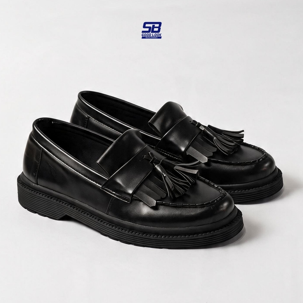 SBgoodlook Aletta Black Sepatu Loafers Pria Formal Kulit Sintetis SB