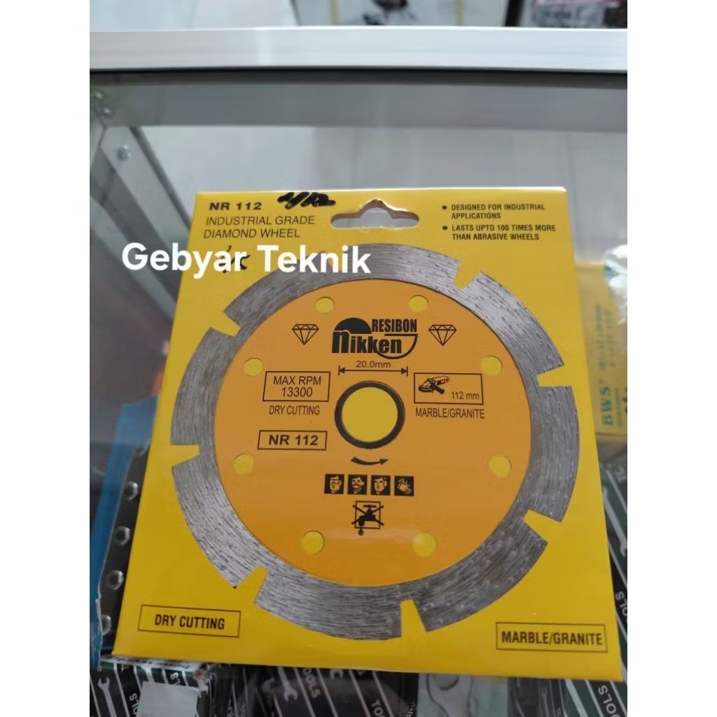 Bilah Potong Berlian Nikken NR 112 Dry Cutting untuk Marmer Granit 112mm Max RPM 13300