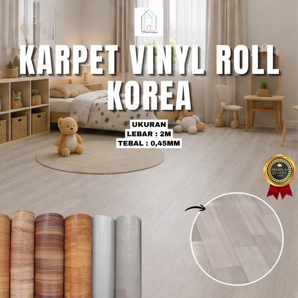 KARPET VINYL ROLL KOREA LEBAR 2M X 50CM | VINYL LANTAI KOREA ROLL TEBAL 0.45MM