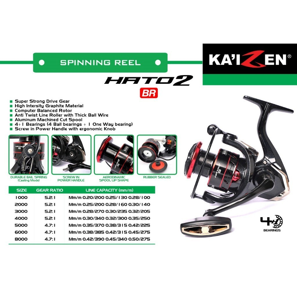Reel Pancing - Kaizen Hato 2 SB NS BR 1000 2000 3000 4000 6000 Ka'izen