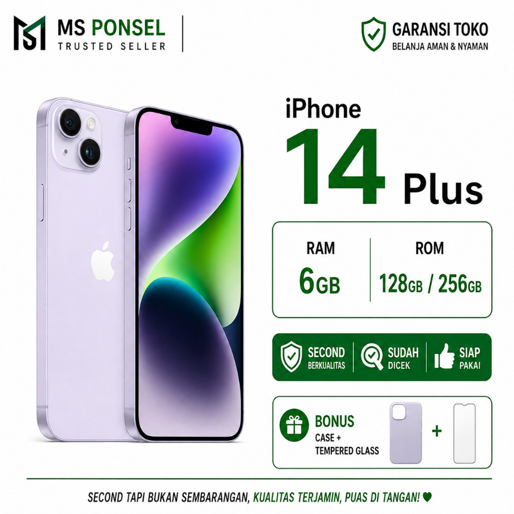 iPhone 14 Plus 512GB 256GB 128GB Second Original Resmi Fullset