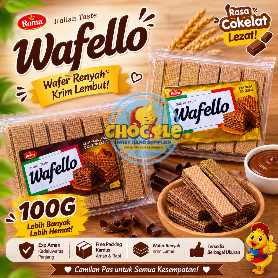 PROMO 8.8 [ FLASH SALE ] WAFER WAFELLO 100G I PUSAT GROSIR SNACK DAN COKLAT KILOAN ORIGINAL I CEMILA