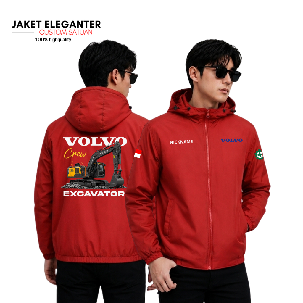JAKET PARASUT CUSTOM CREW EXCAVATOR VOLVO - JAKET KERJA SAFETY PERUSAHAAN