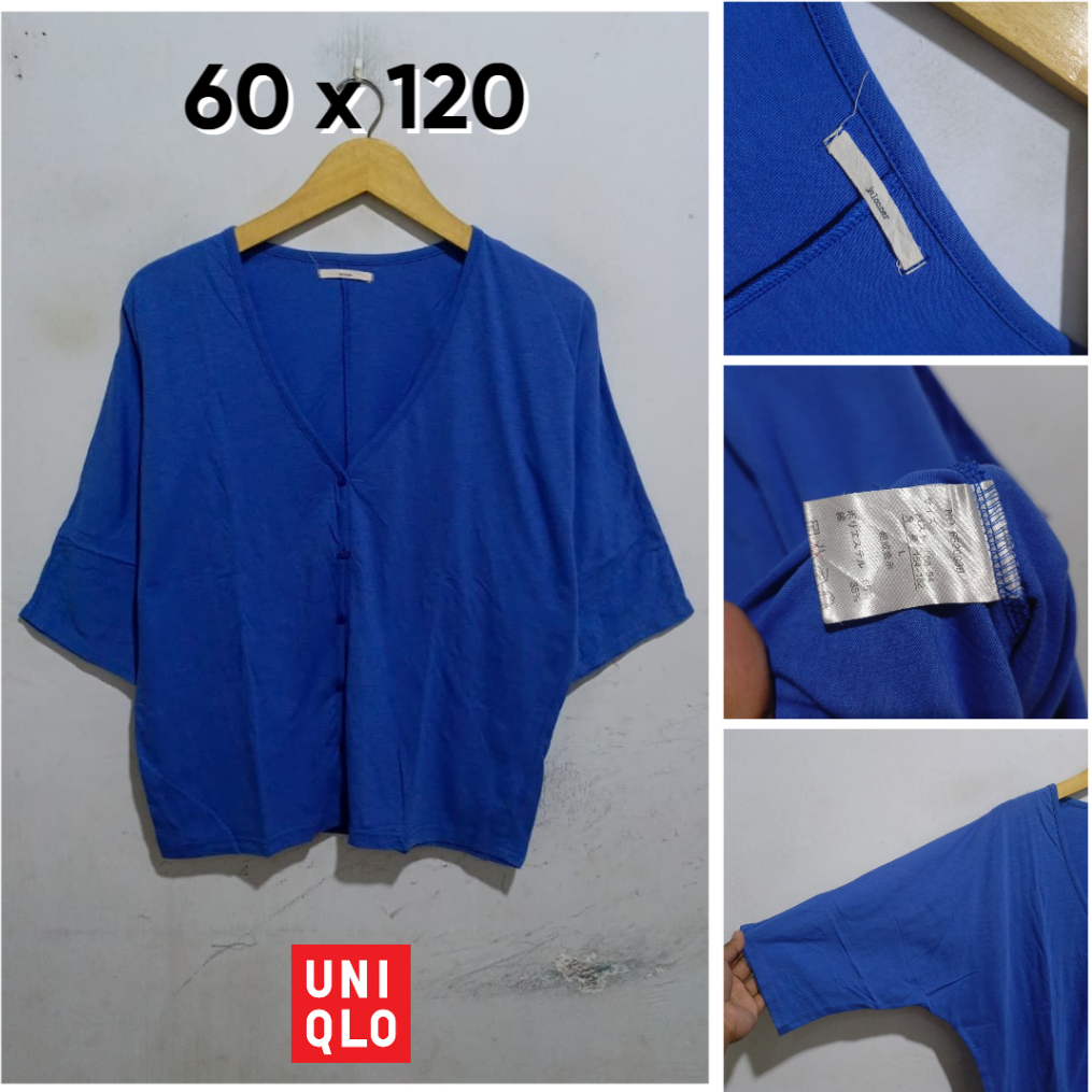 Cardigan Jalonner Biru V Neck Size L Lengan Tanggung H271