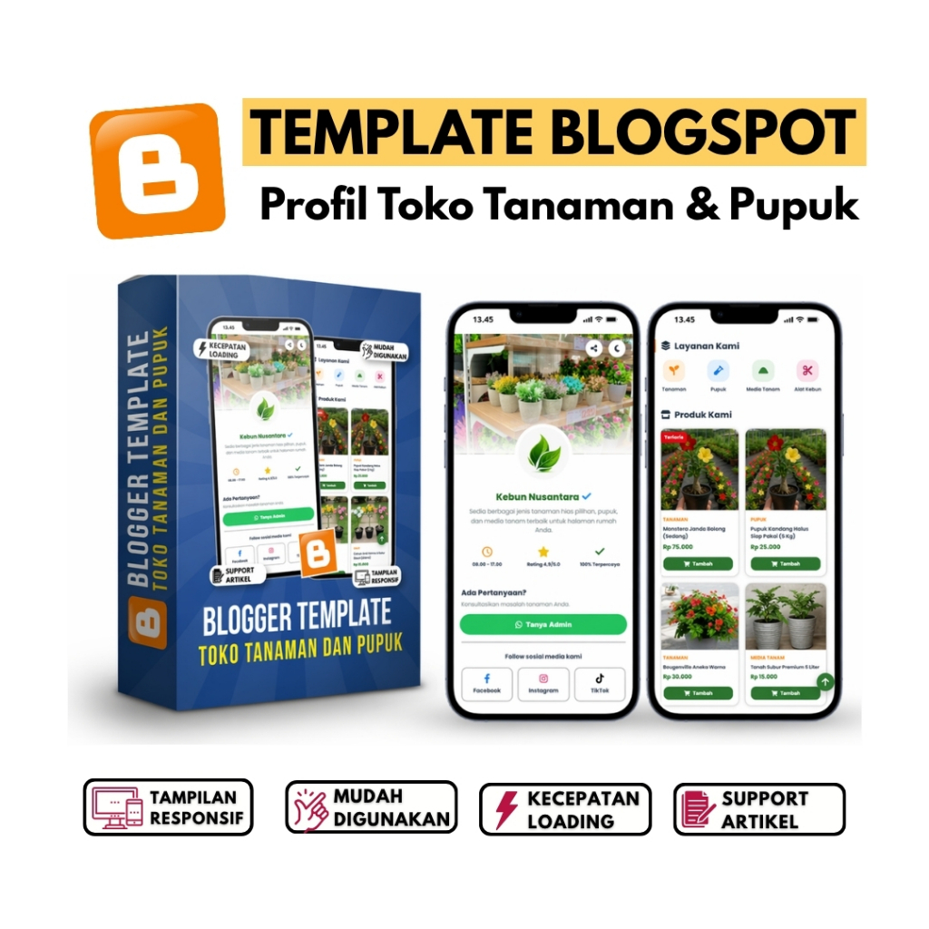 Template Blogspot Toko Tanaman dan Pupuk V1 | Mudah Digunakan Lengkap Dengan Panduan & Update