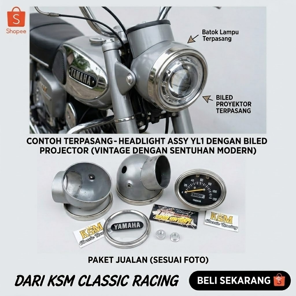 BATOK YL LAMPU DEPAN YL SET SPIDOMTER MODEL ORI (BATOK MENTAH +SPIDO HIDUP REPLIKA YA