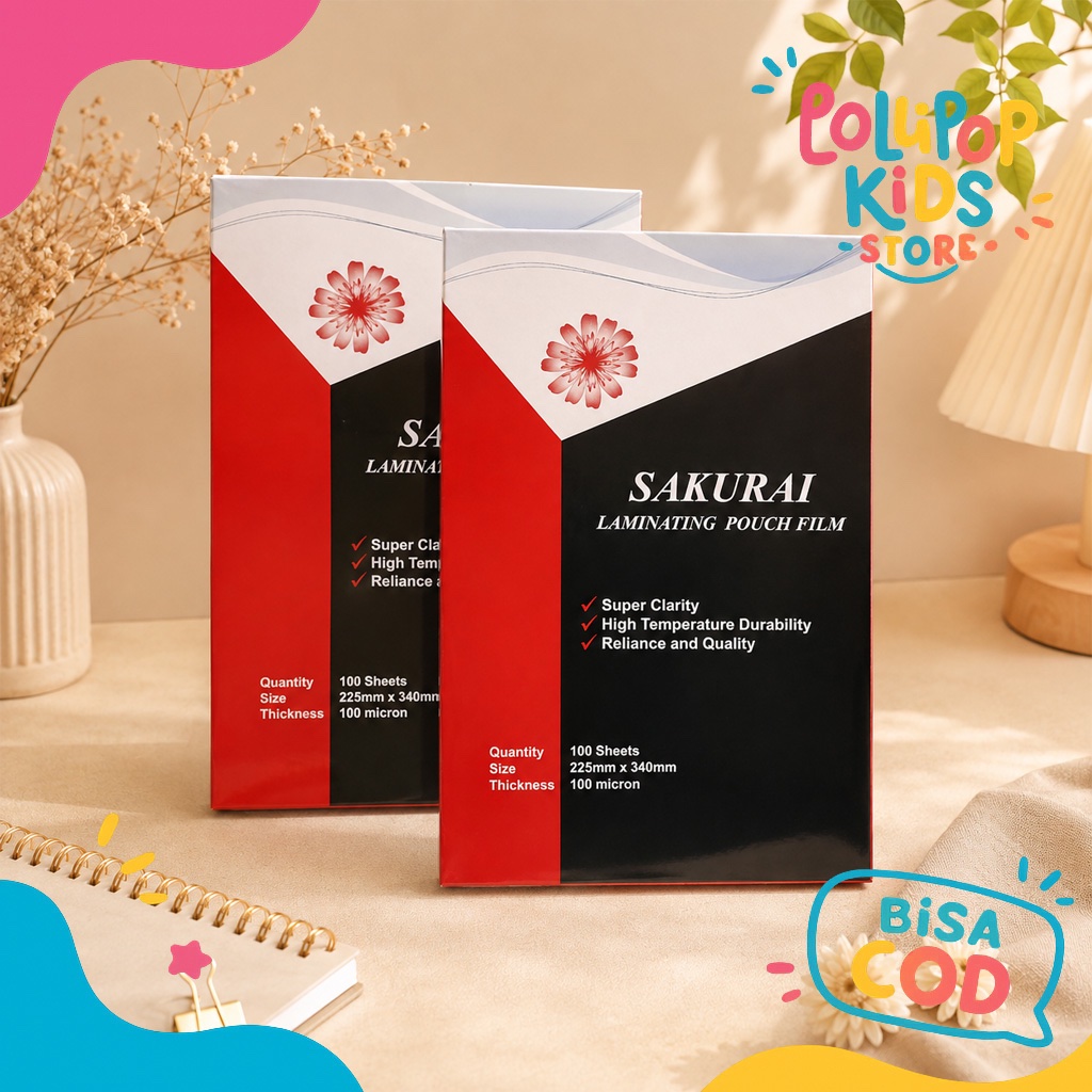 Plastik Laminating Sakurai Ukuran A4 / F4 isi 100 lembar Tebal