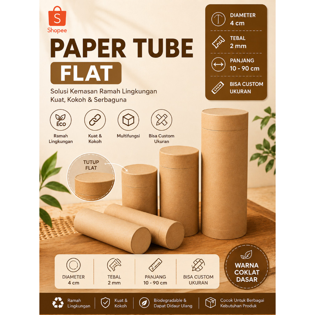 4.0 cm / paper tube /paper tube flat / paper core / 1 set / tutup buka