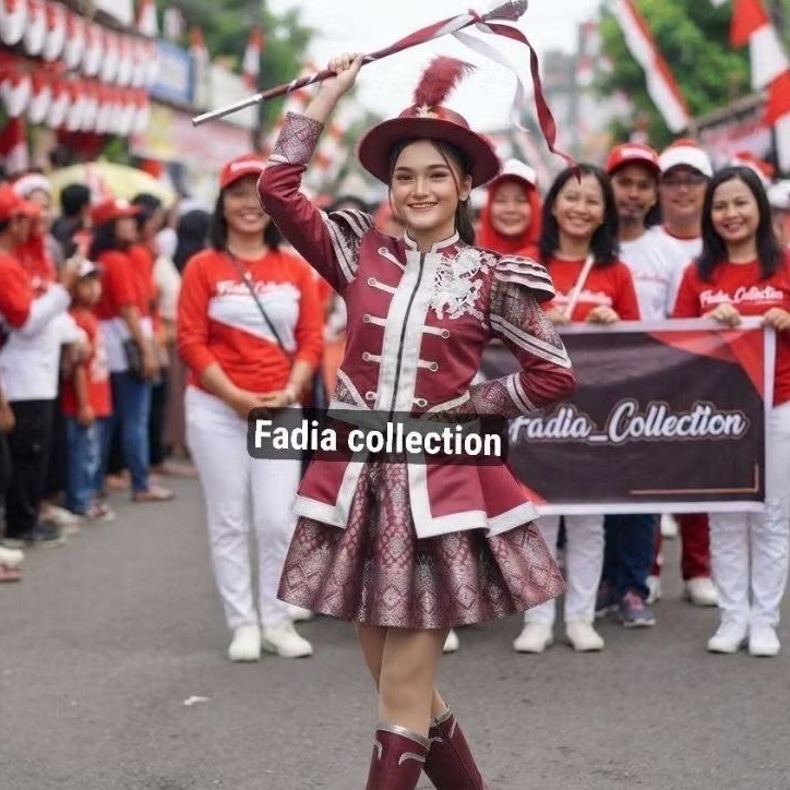 Baju Mayoret Simpel/Baju Mayoret Merah Silver/Baju Mayoret Wanita/Mayoret Drumband