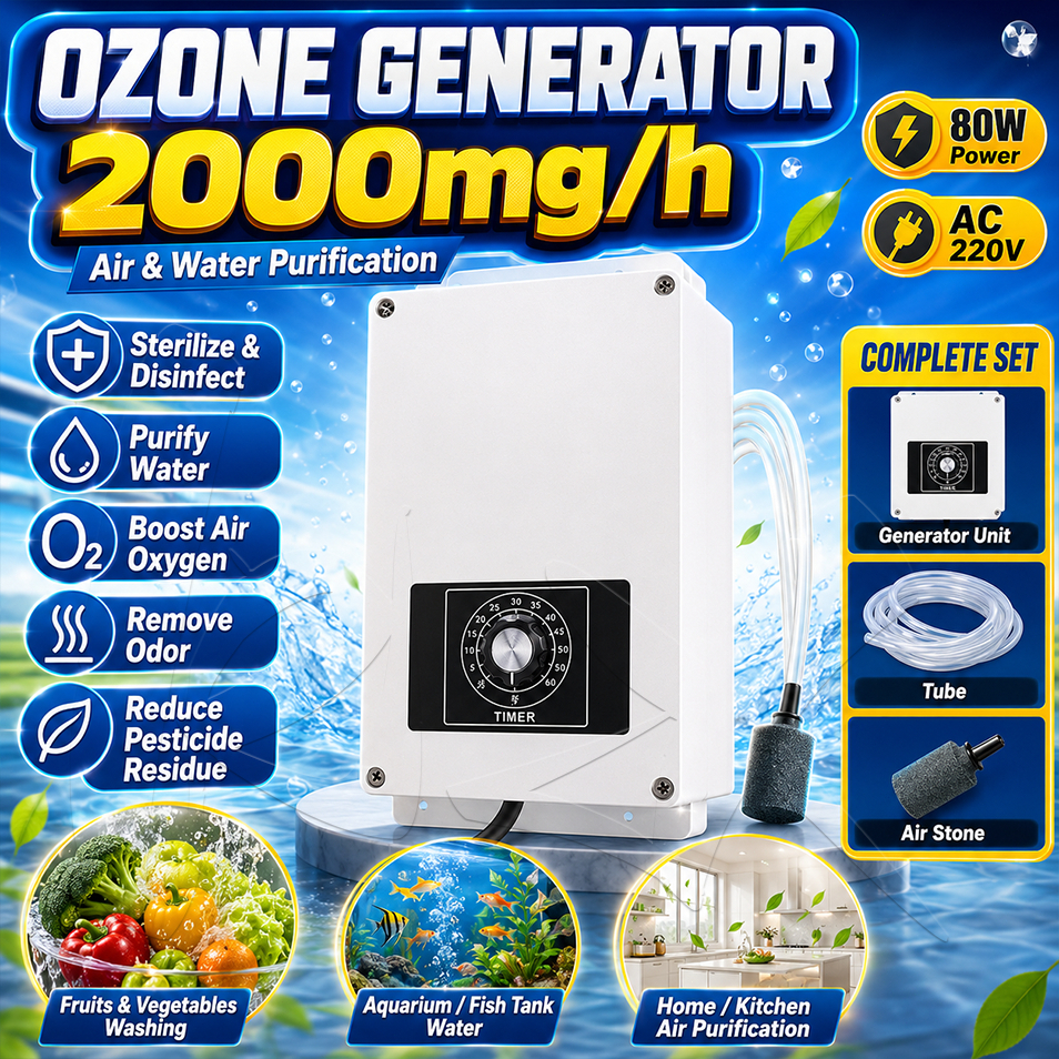 Ozone Generator 2000mg/hr Water Purifier Air Sterilizer Penghasil Ozon Pemurni Air Minum Sayuran & D