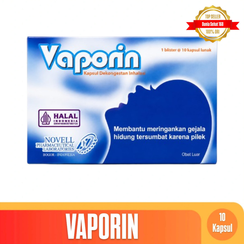 Vaporin Kapsul Dekongestan Inhalasi Box Isi 10 kapsul - Melegakan Hidung Tersumbat