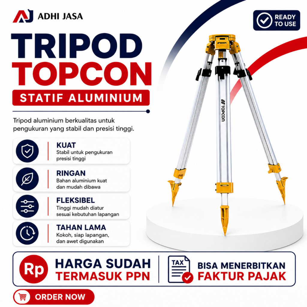 Tripod Statif Topcon Aluminium Kuning 5/8” | Kaki Total Station GPS RTK Theodolite Autolevel