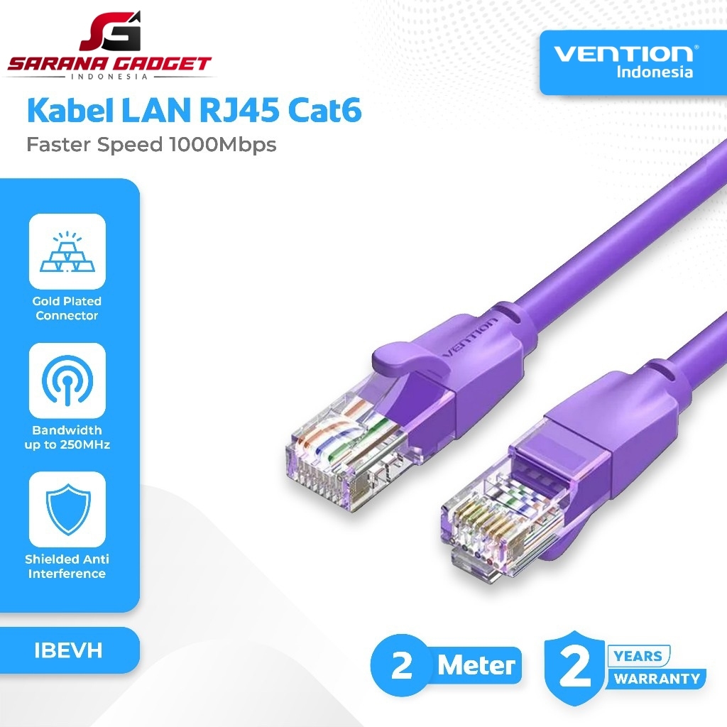 VENTION IBEVH Kabel LAN RJ45 CAT6 CAT 6 2M 2 Meter UTP Gigabit Ethernet UTP 1000Mbps Patch Cable Pur