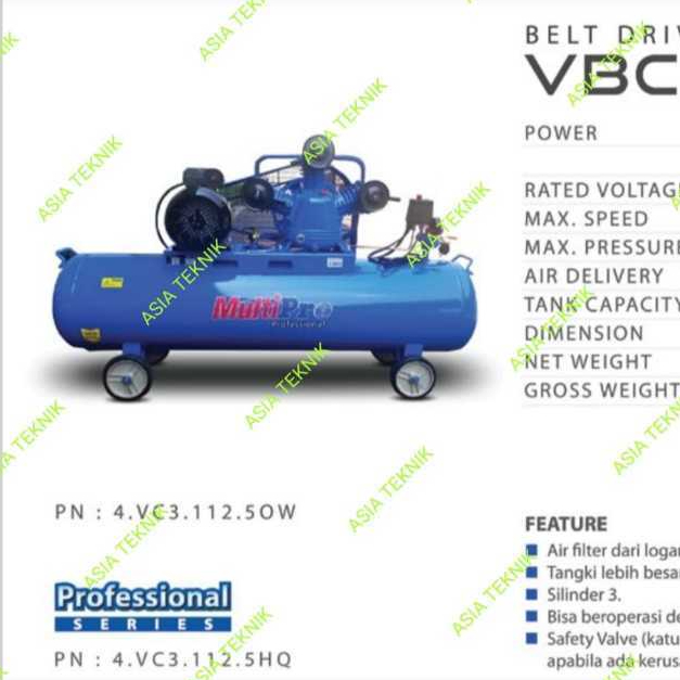 KOMPRESOR 3 HP MULTIPRO VBC-300-1/125 KOMPRESOR UDARA 3 HP (1 PHASE)