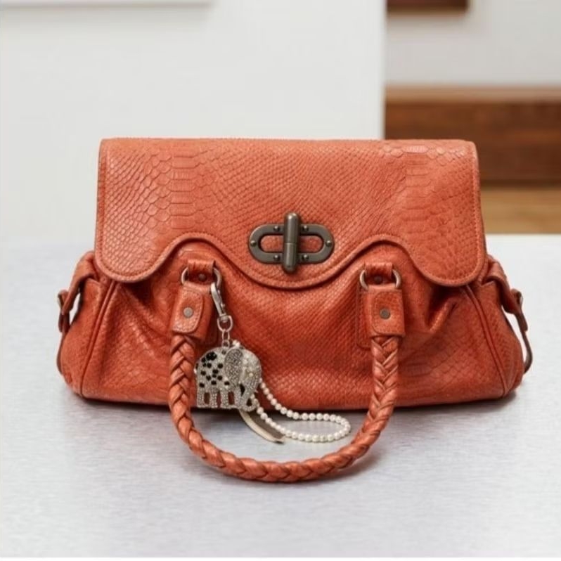 Luella Bartley "Amelia" Satchel Snakeskin Phyton Emboss Leather  Women Bag Tas Wanita Auth Preloved